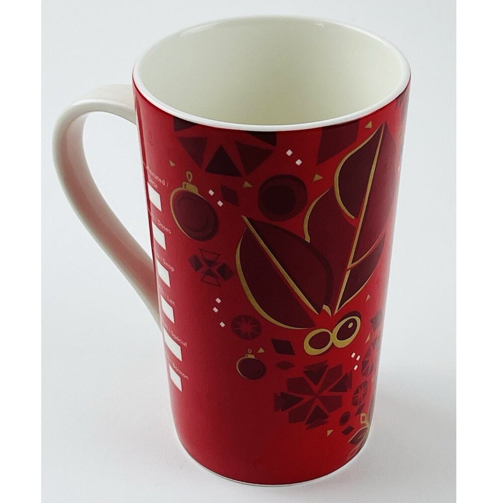 2013 Starbucks Mug Tall Red Christmas Holiday Ornaments 16oz Coffee Cup Holly Lg